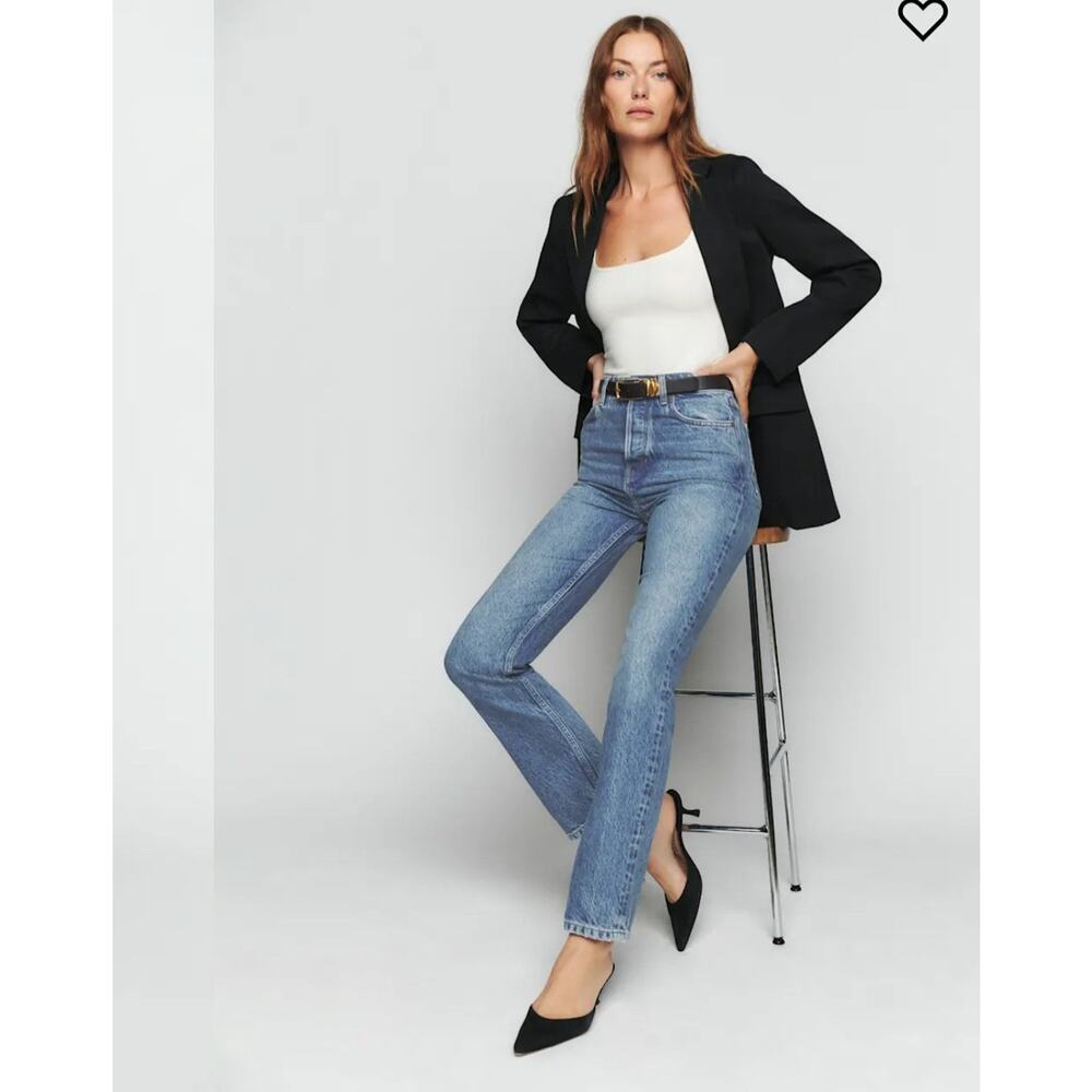 Reformation Cynthia High Rise Relaxed Jeans Straight Denim Blue Remove Tag Siz